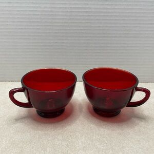 Vintage Anchor Hocking Ruby Red Punch/snack Cups Set of Two